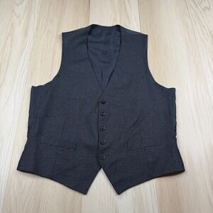 Ermenegildo Zegna Mens Navy Houndstooth Silk Cashmere Mila Gilet Suit Vest 50R